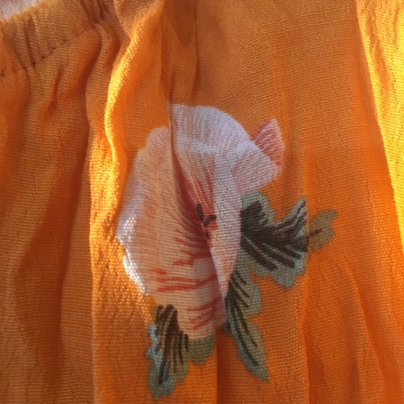 Zara orange floral puff sleeve crop top - Picture 4 of 4